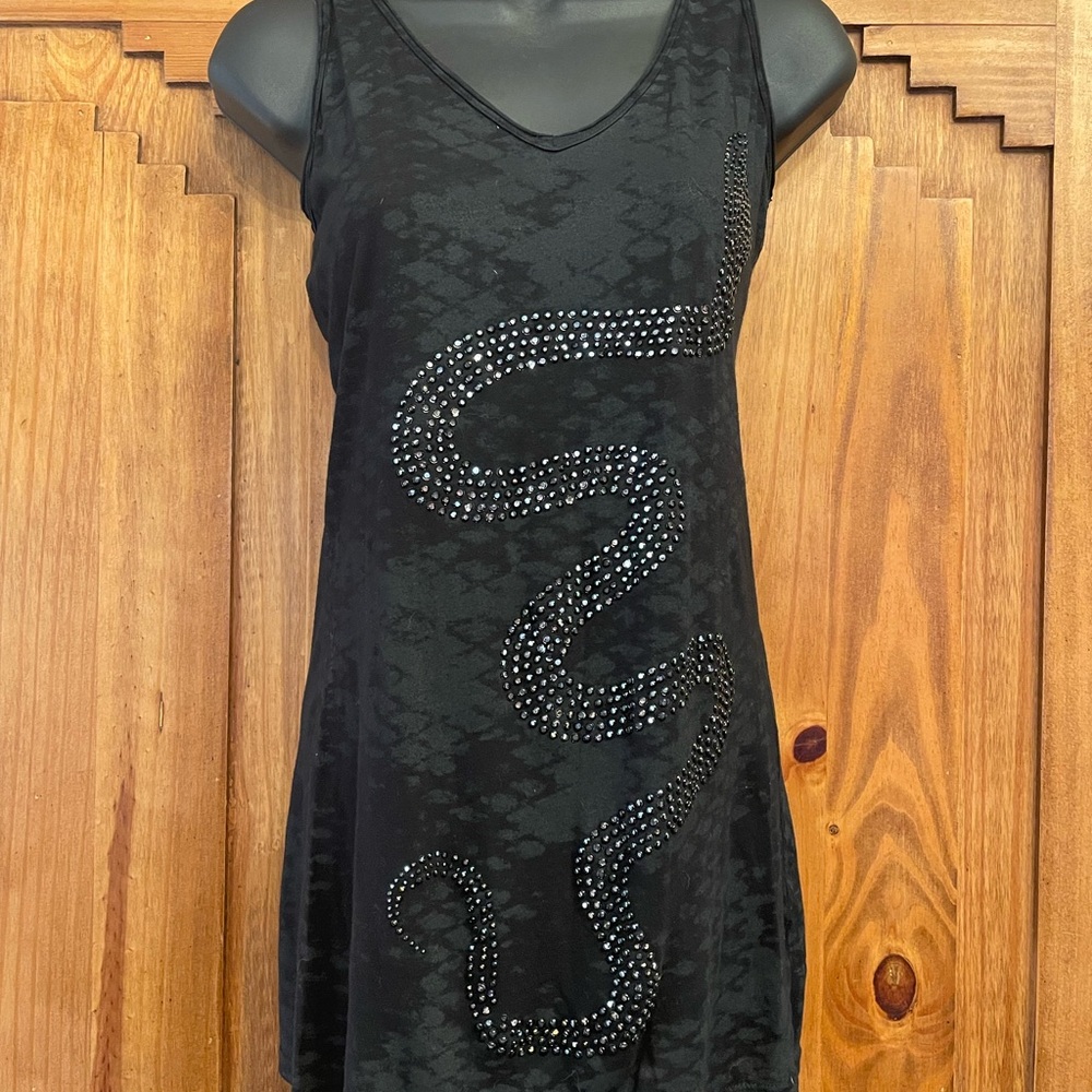 Black Embellished Tank Top